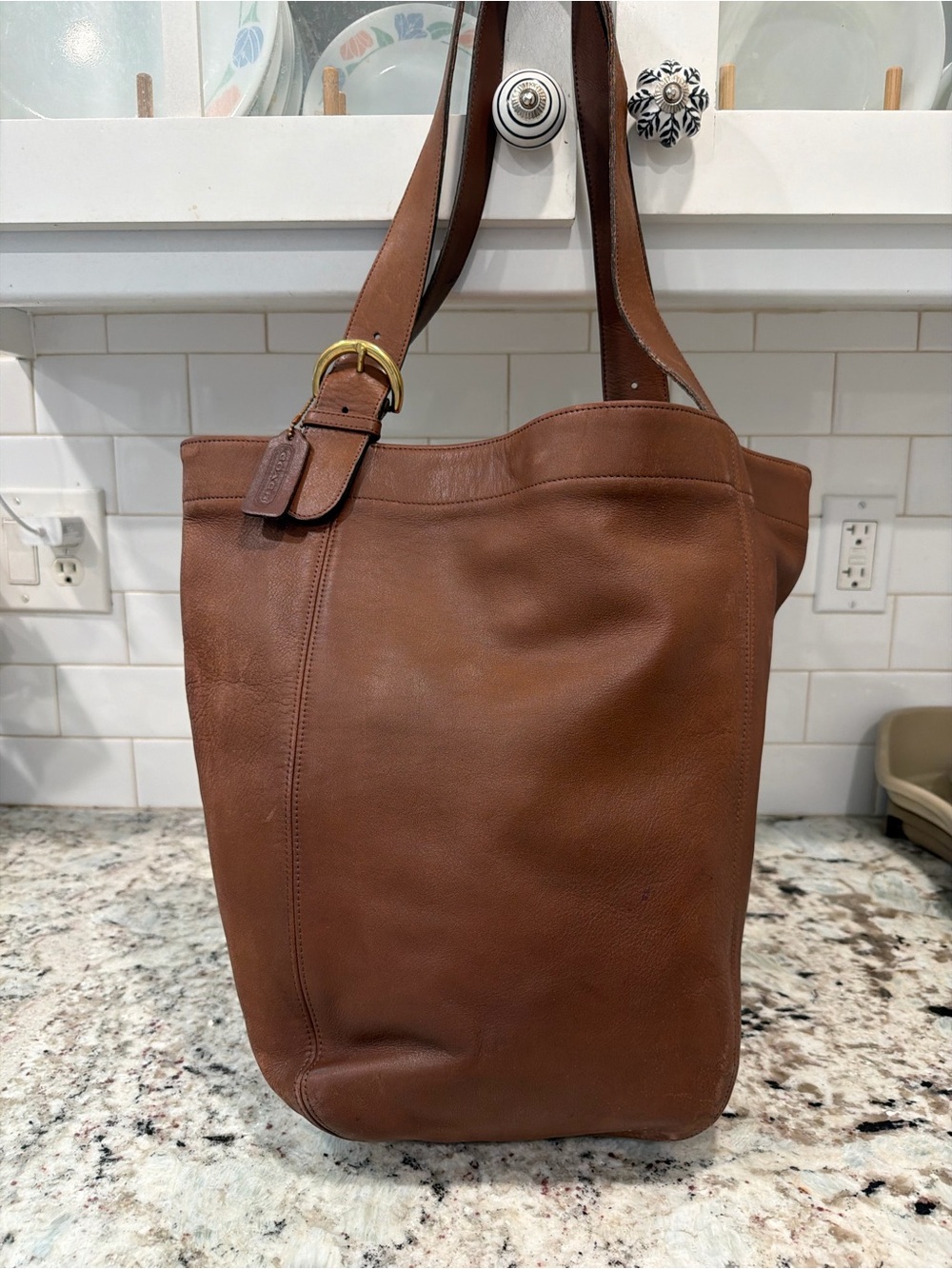 Coach Brown bucket large vintage Leather Tote bag - Picture 2 of 11
